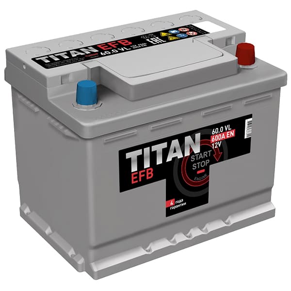 АКБ-6СТ-60 (600А) п/п TITAN EFB Н.Новгород 242х175х190 (не обслуж)